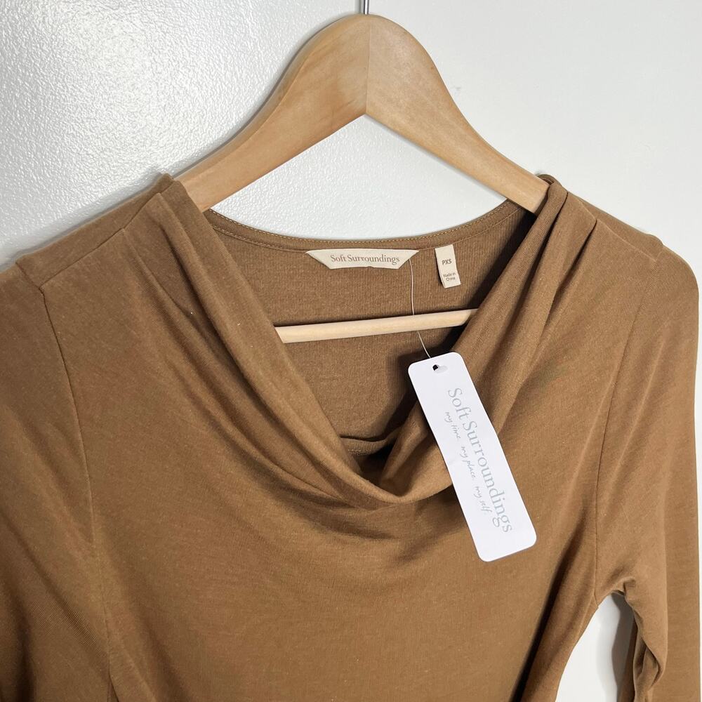 Soft Surroundings Paula Cocoa Brown Belted Sweater Knit Midi Dress PXS - Picture 6 of 12